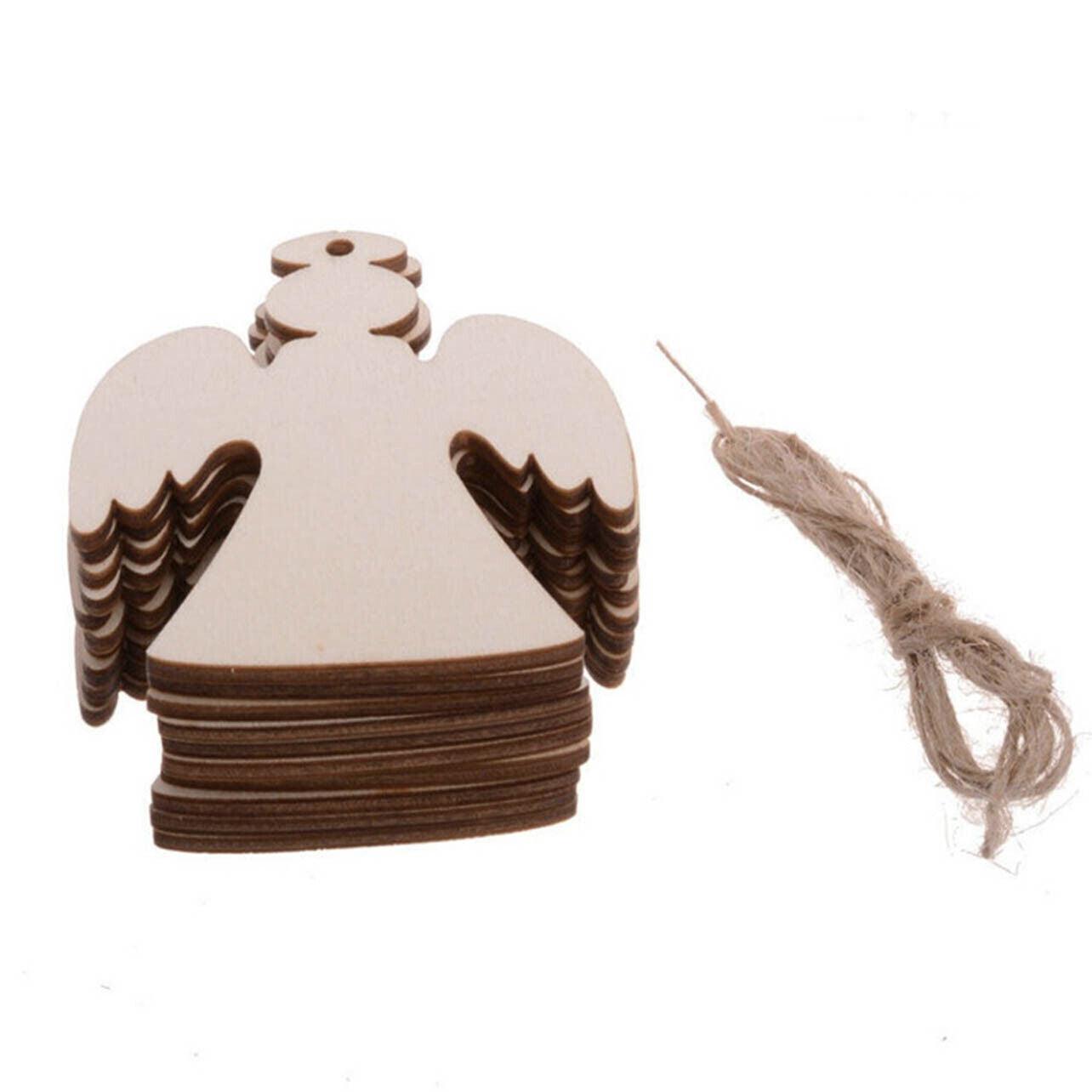 Wooden Christmas Hanging Ornament for Tree DIY Craft Decoration 10pcs - Heart