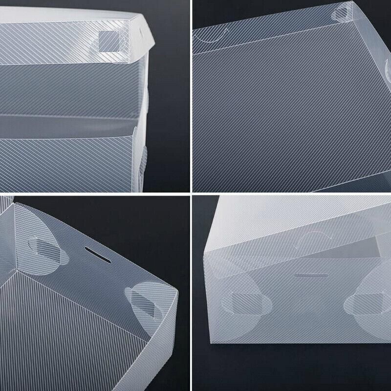 20x Clear Shoe Storage Box Foldable Stackable Plastic Shoe Boxes
