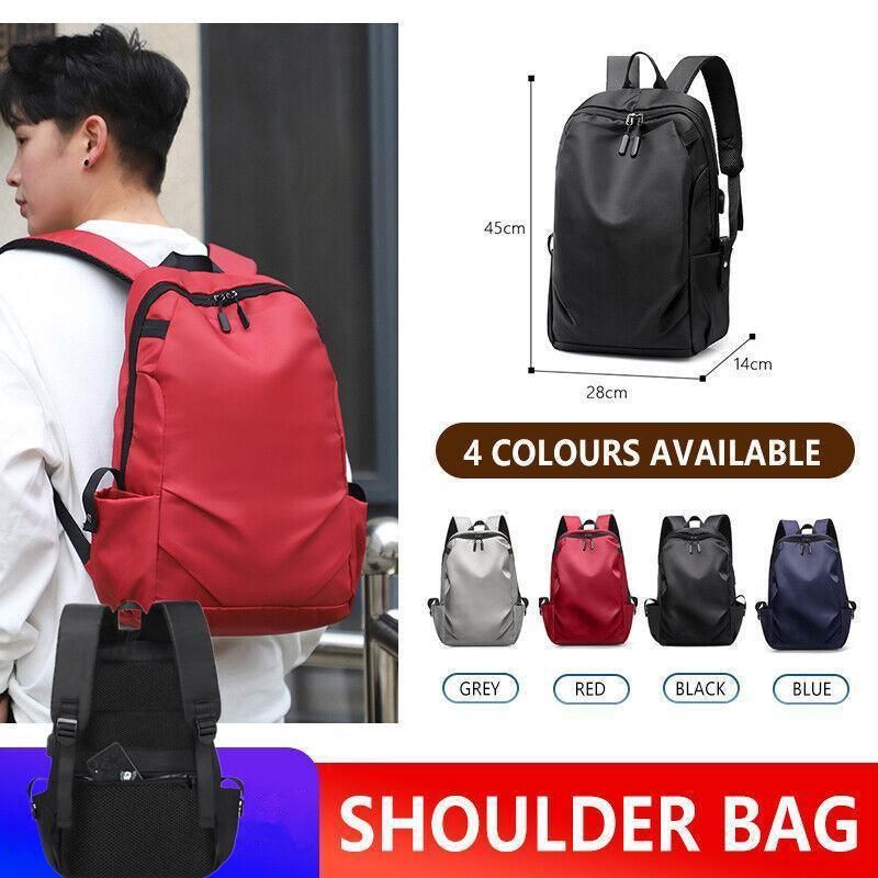 Mens Backpack Large Capacity Waterproof Schoolbag Laptop Work Travel Bag - Red
