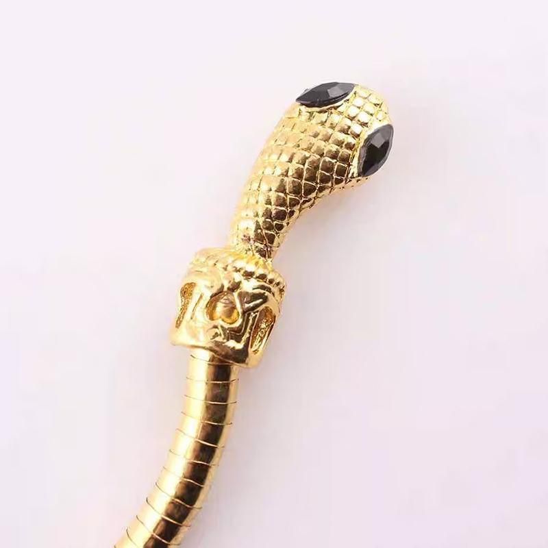 Adjustable Punk Snake Choker Necklace & Flexible Wrap Bracelet Collar Setllar - Golden