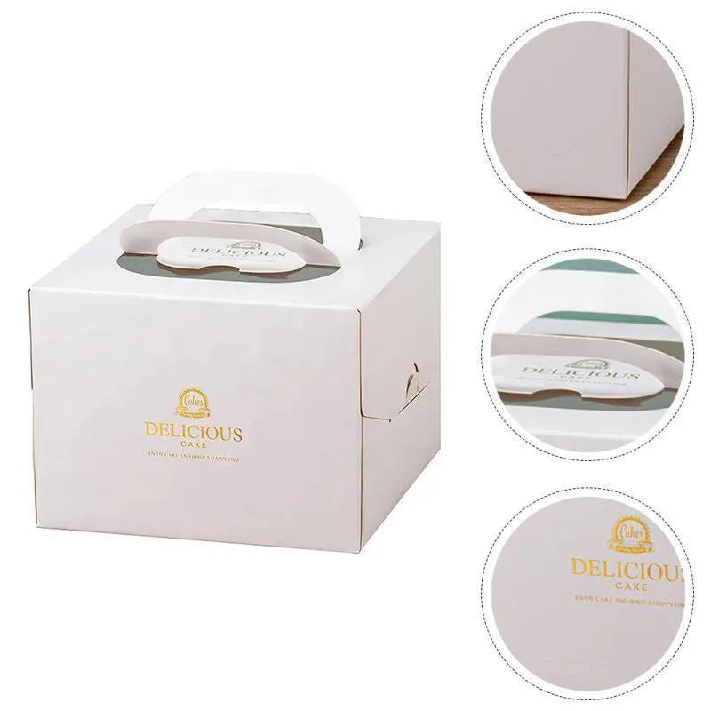 30PCS Grey Portable Cake Boxes Display Window Packing Case with Handle Birthday - 6 inch