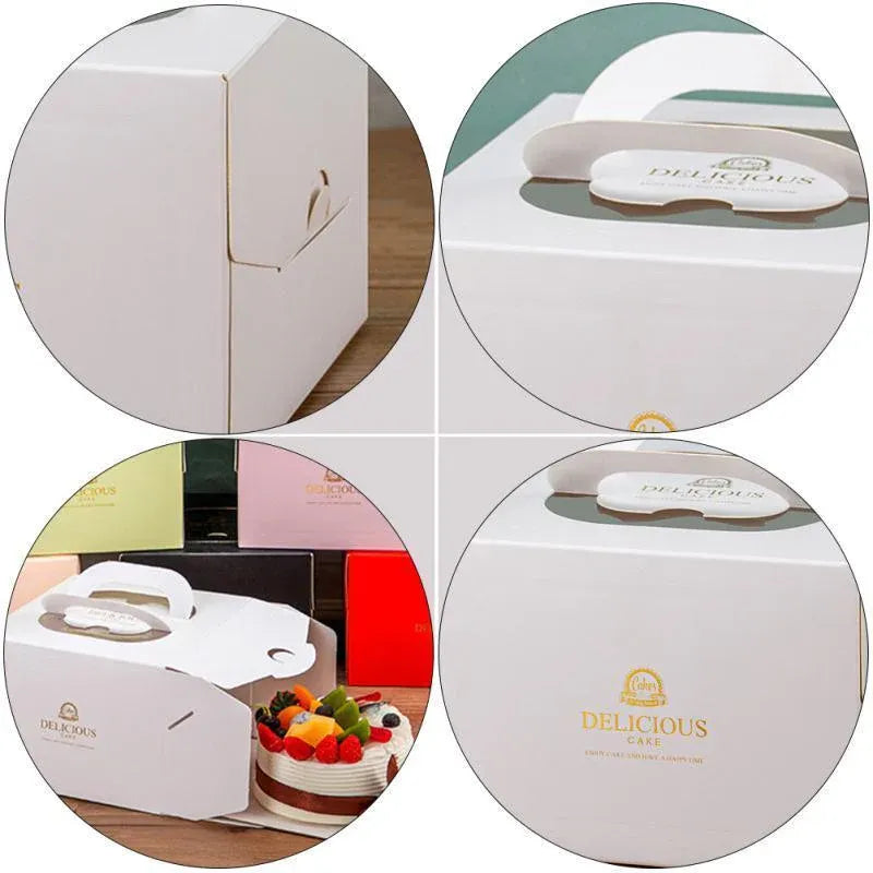 30PCS Grey Portable Cake Boxes Display Window Packing Case with Handle Birthday - 6 inch