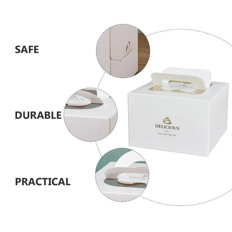 30PCS Grey Portable Cake Boxes Display Window Packing Case with Handle Birthday - 6 inch