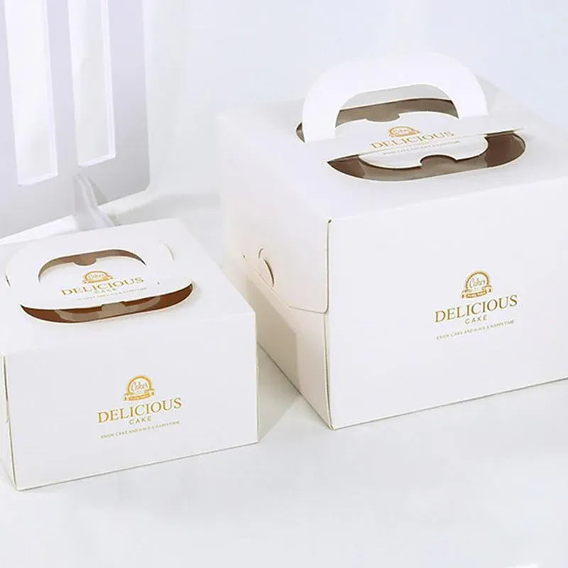 30PCS Grey Portable Cake Boxes Display Window Packing Case with Handle Birthday - 6 inch