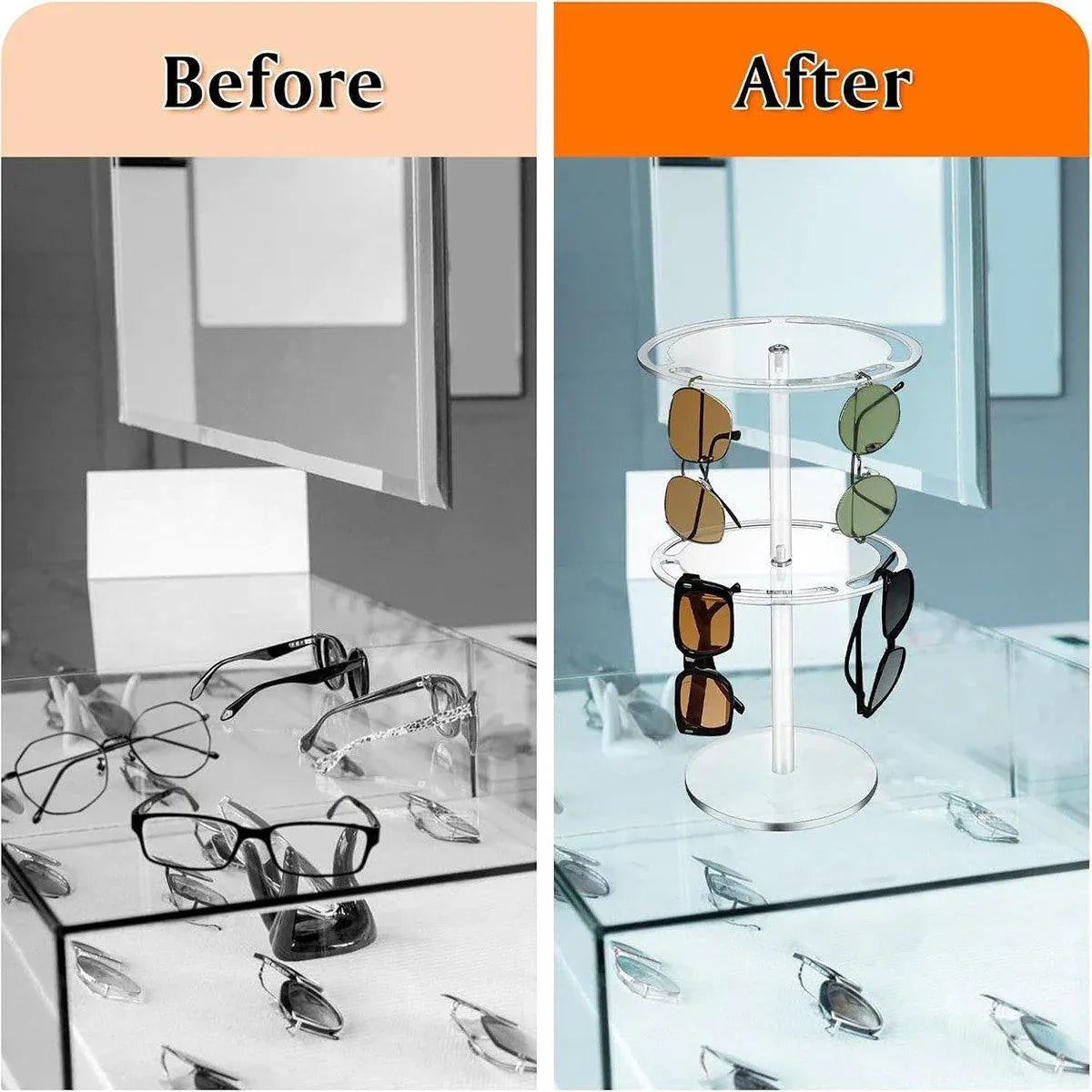 360 Degree Rotating Eyeglasses Display Stand Desktop Holder Organizer Glasses Storage - 1-Layer