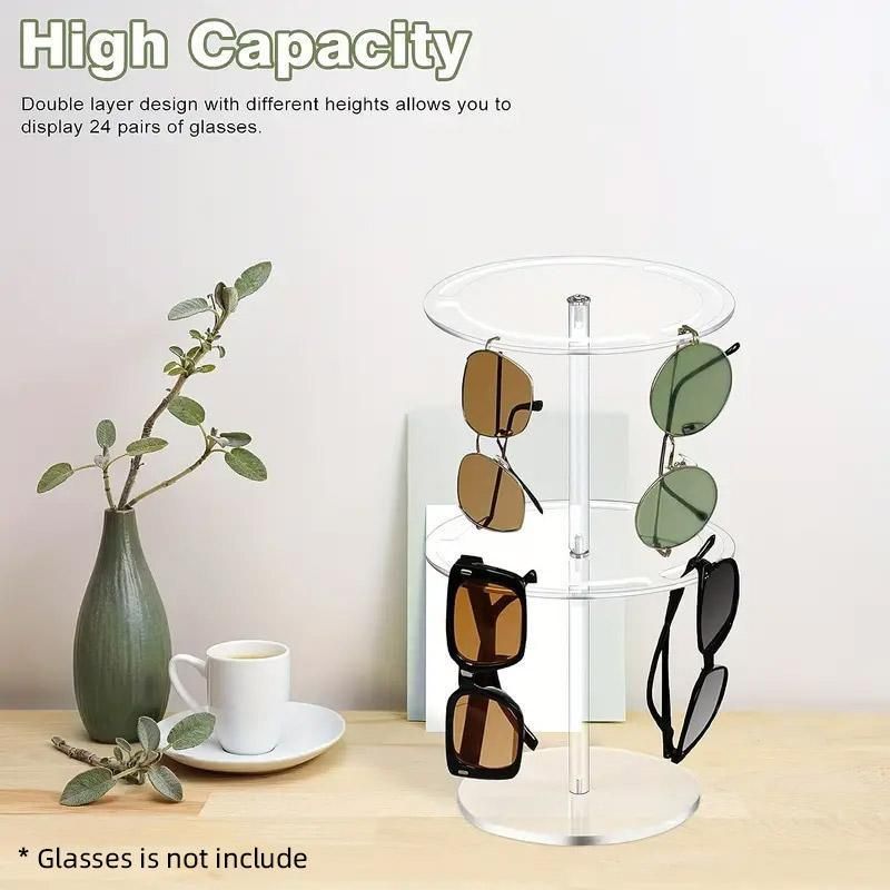 360 Degree Rotating Eyeglasses Display Stand Desktop Holder Organizer Glasses Storage - 1-Layer