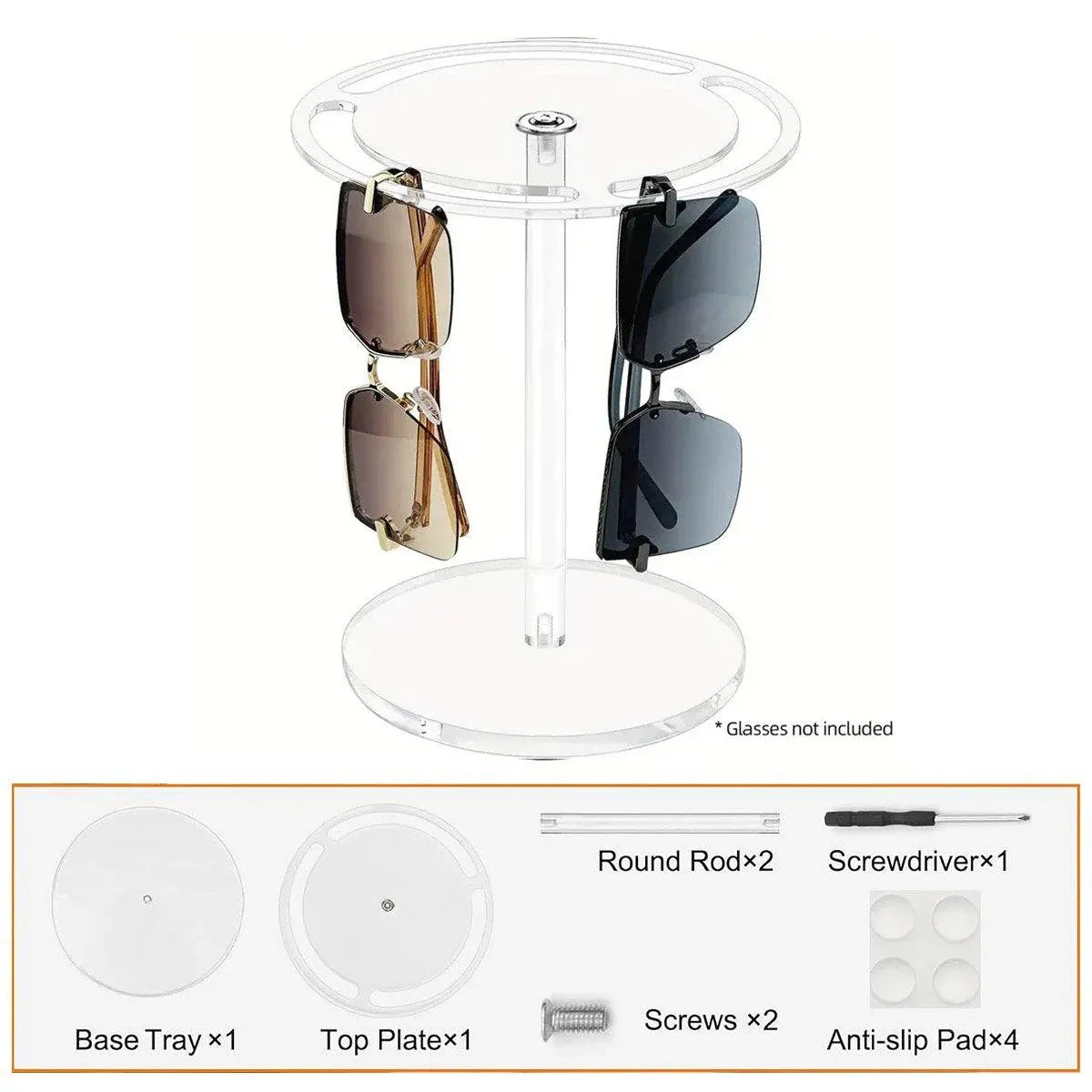 360 Degree Rotating Eyeglasses Display Stand Desktop Holder Organizer Glasses Storage - 1-Layer