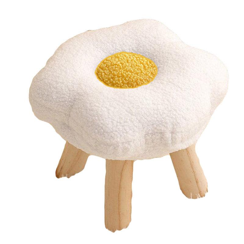 Small Flower Short Stool for Entryway or Living Room Shoe Bench or Footrest - Blue