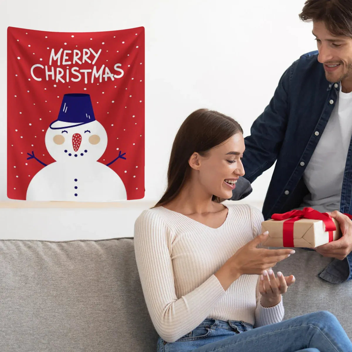 Christmas Line Hanging Cloth Bed Hanging Cloth Background Wall Cloth 100x70cm