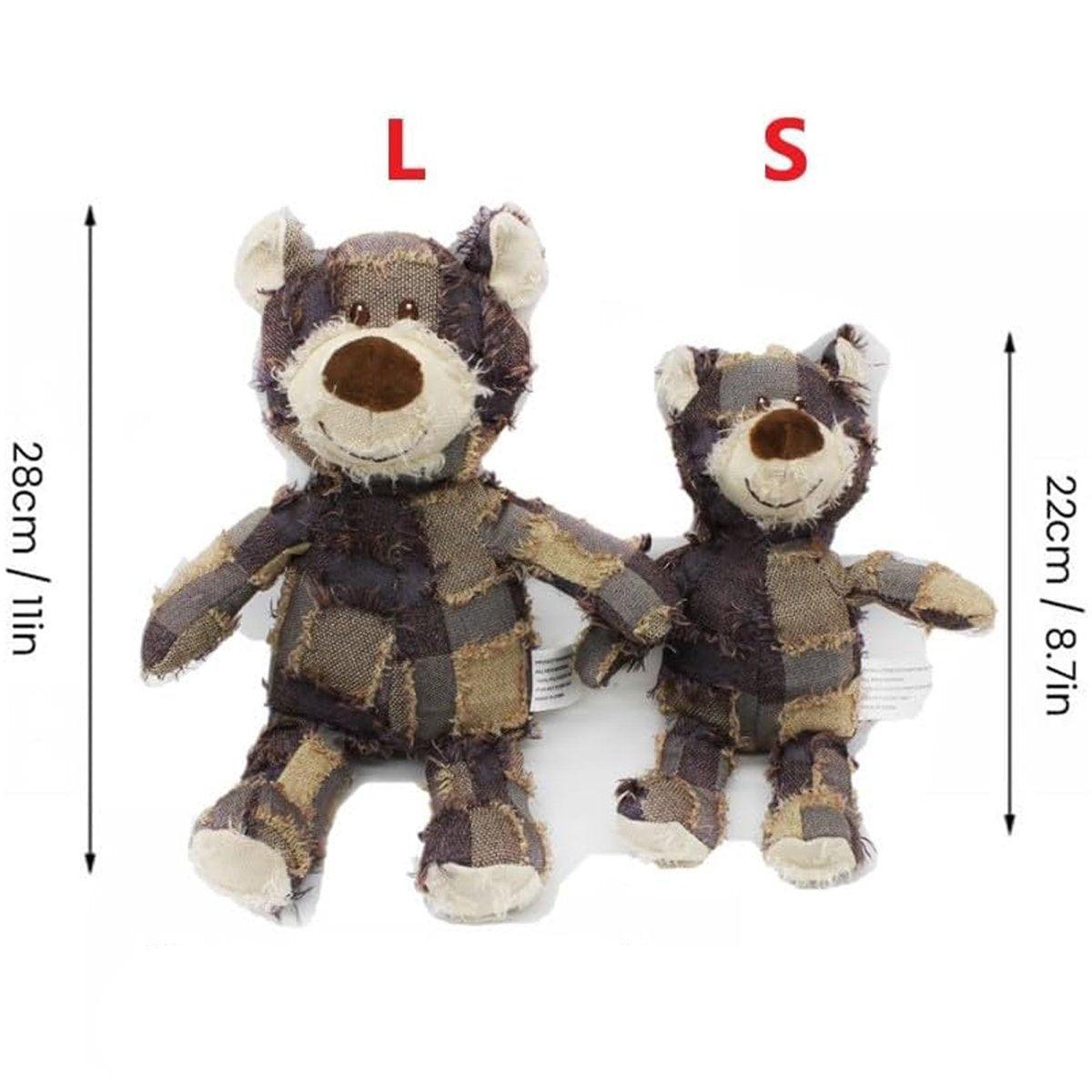Puppy Squeaky Plush Toy Small Dog Chew Soft Bear Pet Companion - Brown-22cm