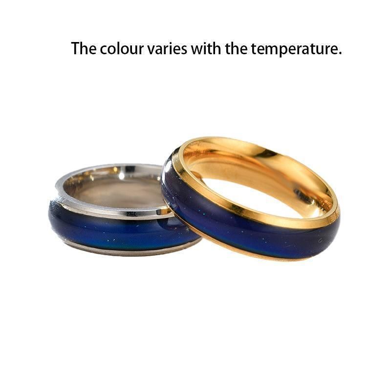 Mood Colour Changing Ring Temperature Sensitive Stainless Steel US Size 8 - Black