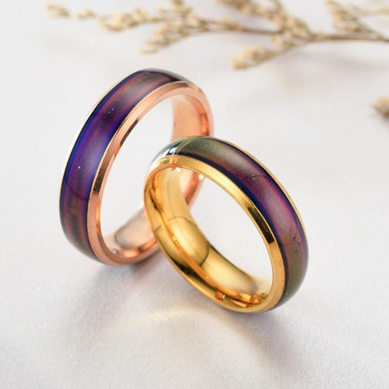 Mood Colour Changing Ring Temperature Sensitive Stainless Steel US Size 8 - Silver