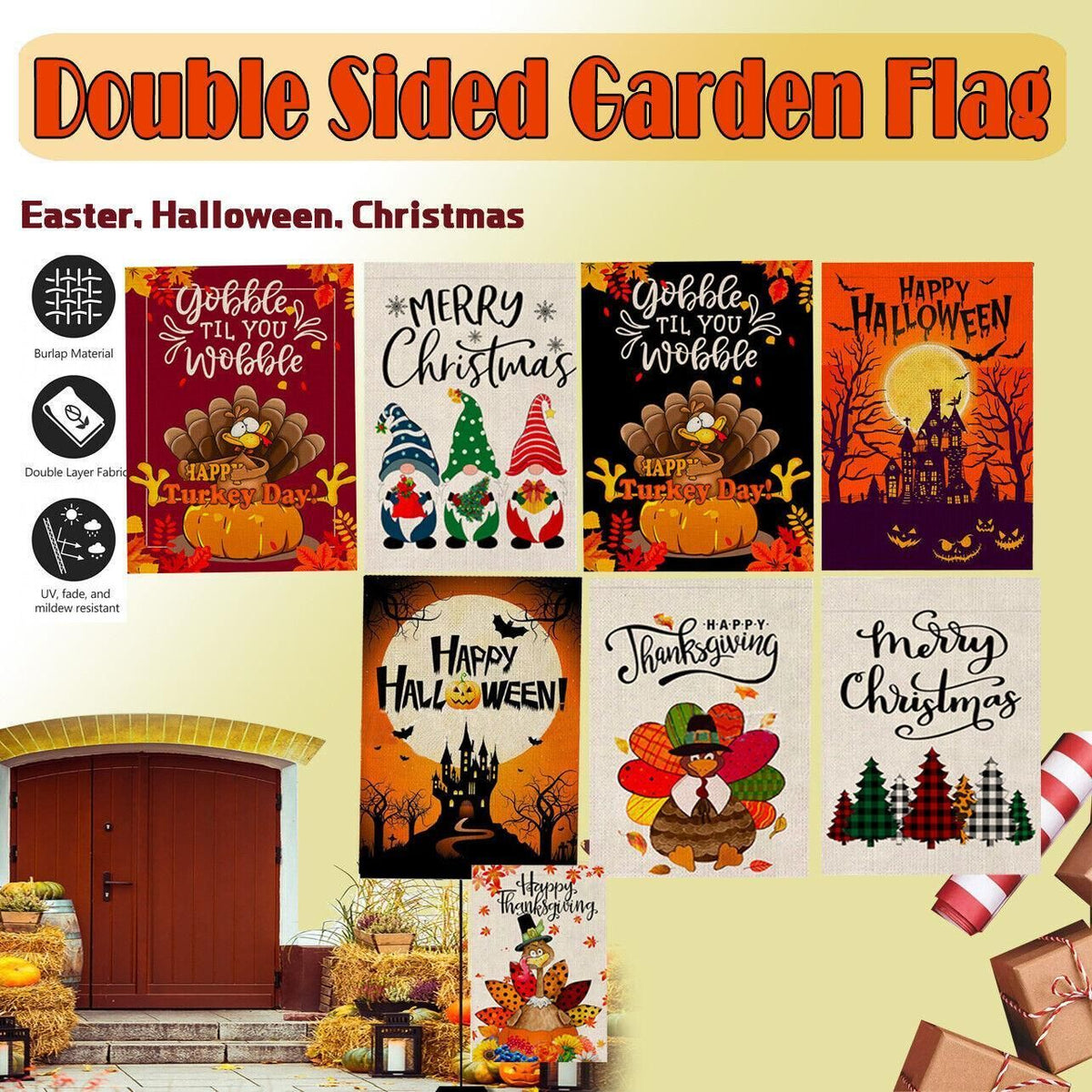 Christmas Halloween Garden Flag House Yard Decorative Double Sided Outdoor - Halloween 2