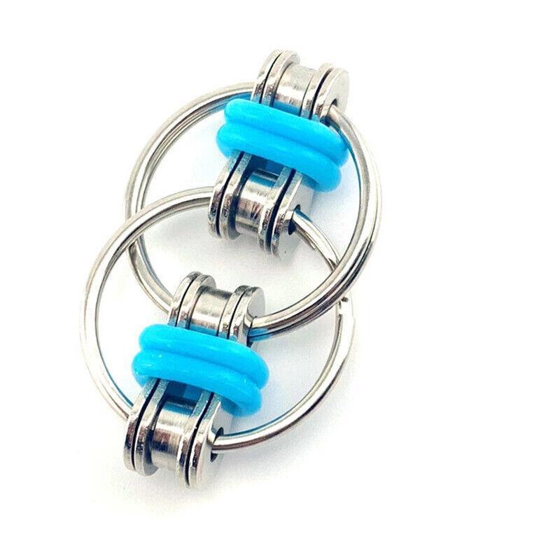 1X Flippy Bike Chain Fidget Toy Stress Relief Sensory - Light Blue