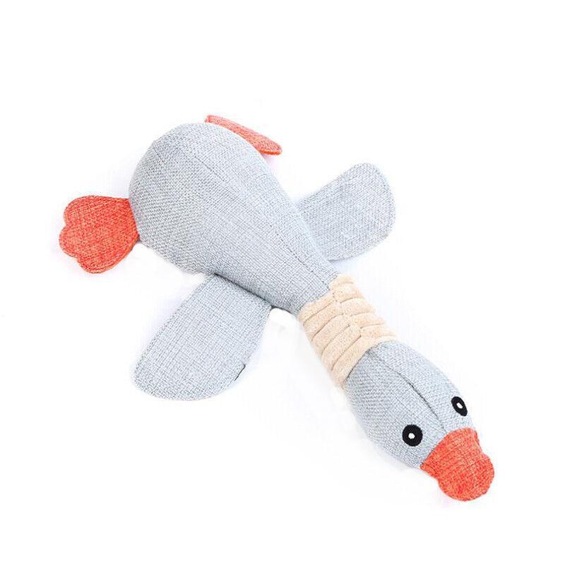 Squeaky Dog Toys Puppy Pet Chew Rope Squeaker Crinkle Rope Plush Toy Teething Au - Light Blue Goose
