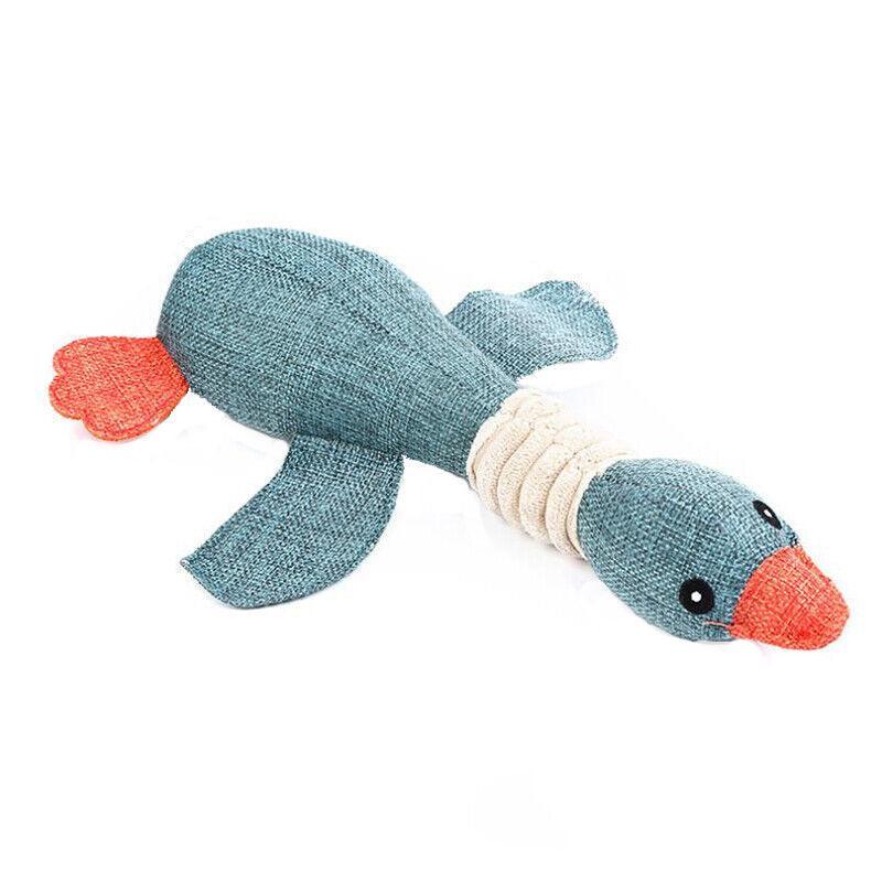 Squeaky Dog Toys Puppy Pet Chew Rope Squeaker Crinkle Rope Plush Toy Teething Au - Light Blue Goose