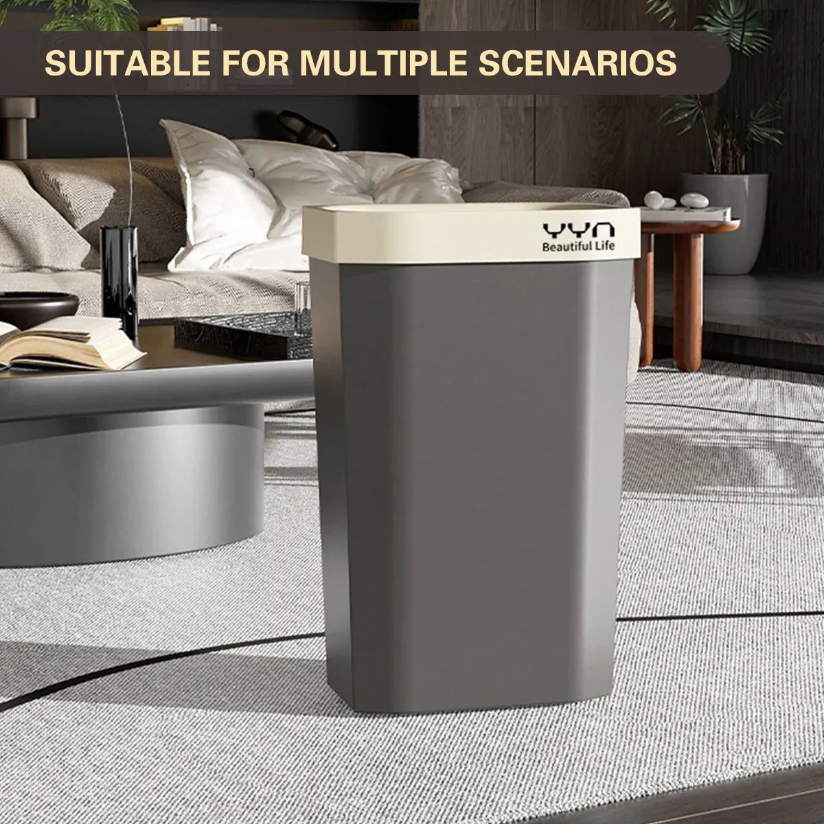 40L Large Capacity Garbage Bin Trash Can Kitchen Bathroom Bin Waste Bin Durable