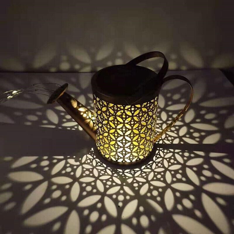 Solar Led Watering Can String Light Outdoor Garden Art Waterfall Lamp Decoration