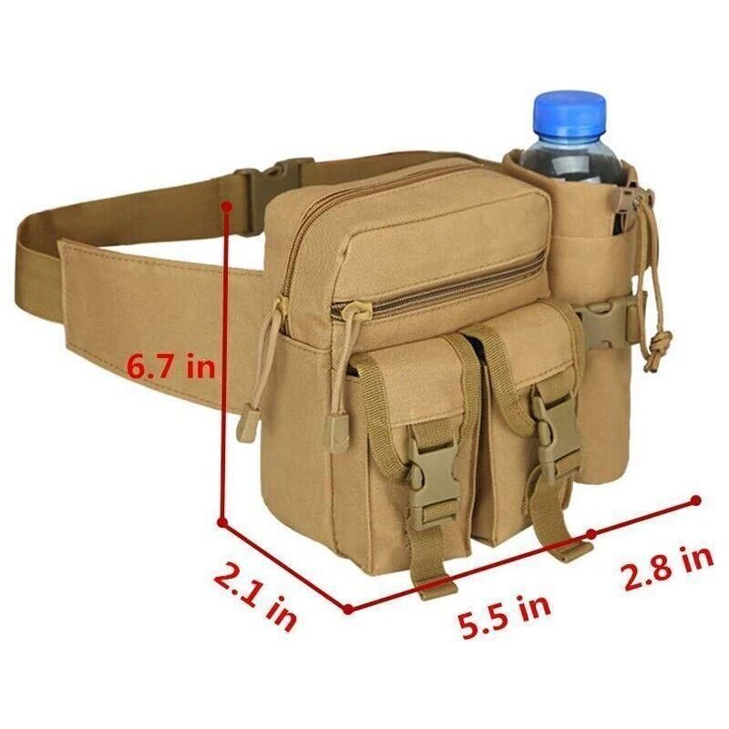 Tactical Waist Bag Belt Military Fanny Pack Pouches Buckle Men Bum Utility - Khaki