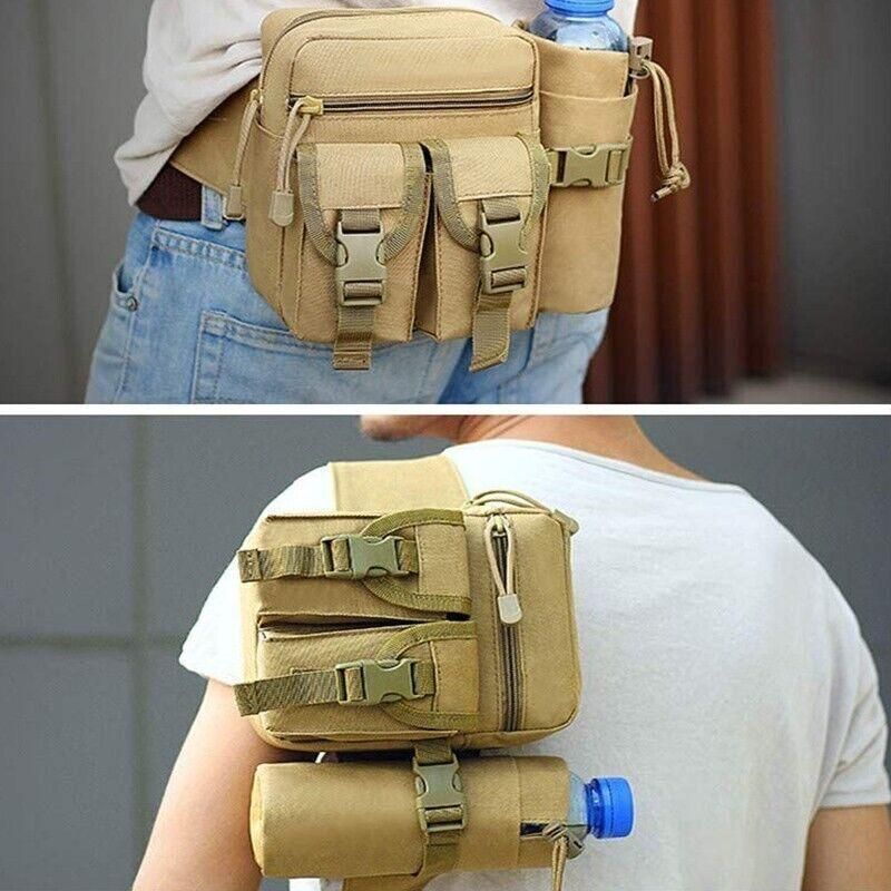 Tactical Waist Bag Belt Military Fanny Pack Pouches Buckle Men Bum Utility - Khaki