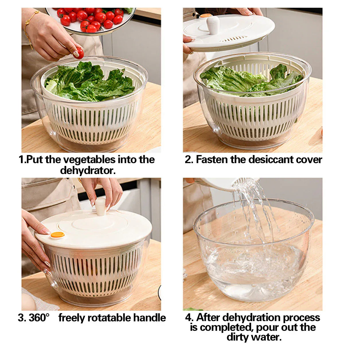 Salad Spinner Vegetable Dryer Fruit Dehydrator Multi Functional Kitchen Tool