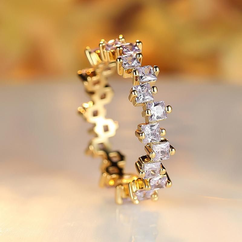 Square Design 1.2ct Simulated Diamond Women Engagement Ring Rose Gold Plated - White-Size 6