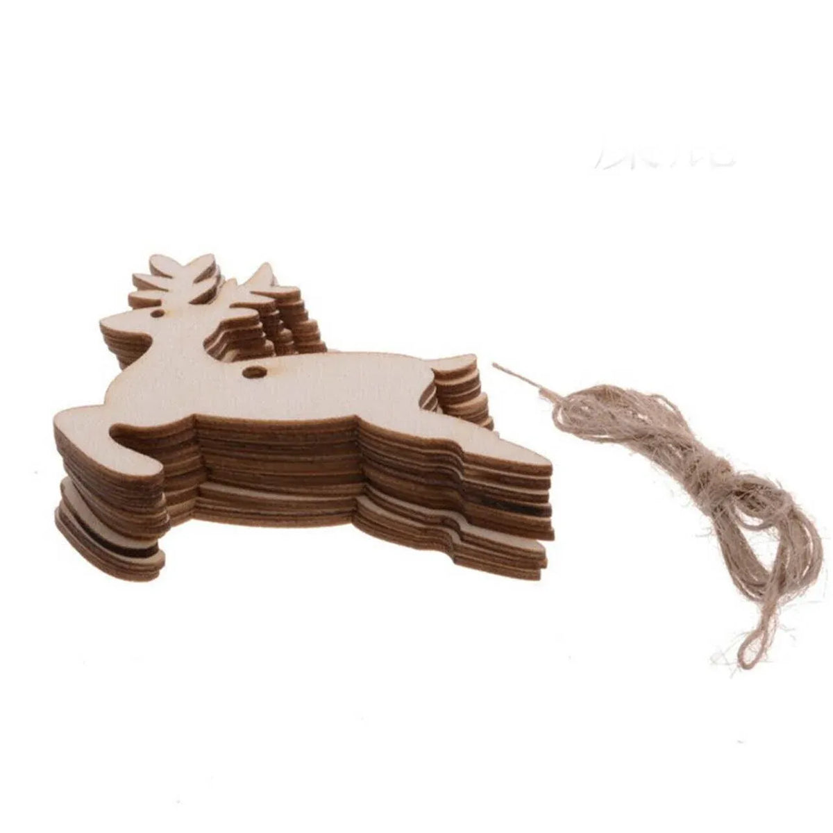 Wooden Christmas Hanging Ornament for Tree DIY Craft Decoration 10pcs - Deer01