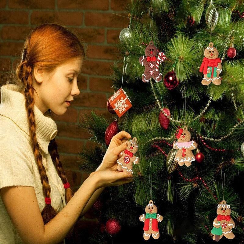 12X Gingerbread Man Xmas Tree Ornament Gift Party Hanging Pendants Window Decor - Window Decor-jbr7