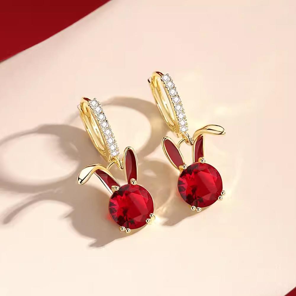 Fashion Gold Zircon Earrings Stud Drop Dangle Wedding Best Gift For Women - Square-Green