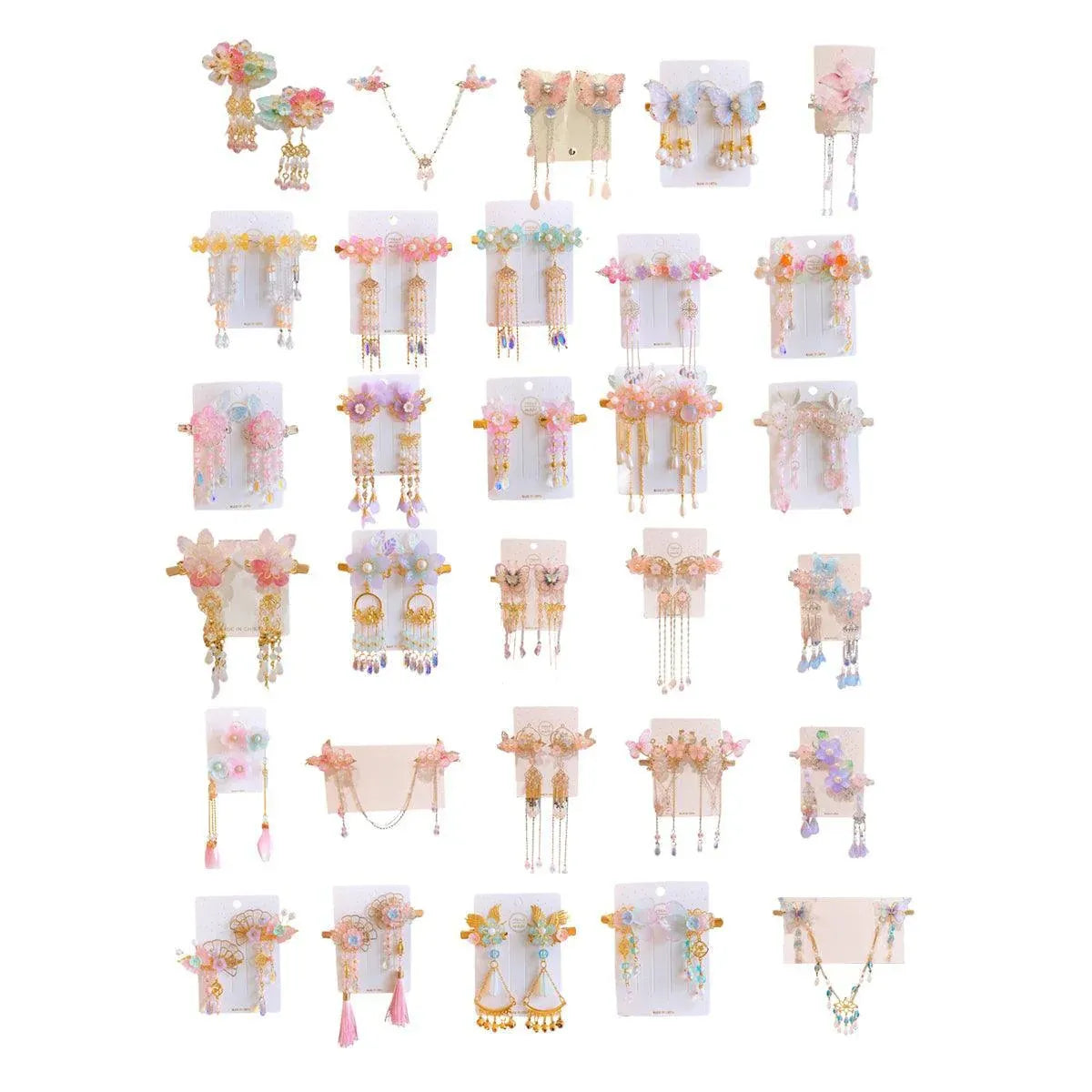 2Pcs Hanfu Flower Hair Clip with Pearl Tassel Butterfly Hairpin for Women and Girls Party - 1