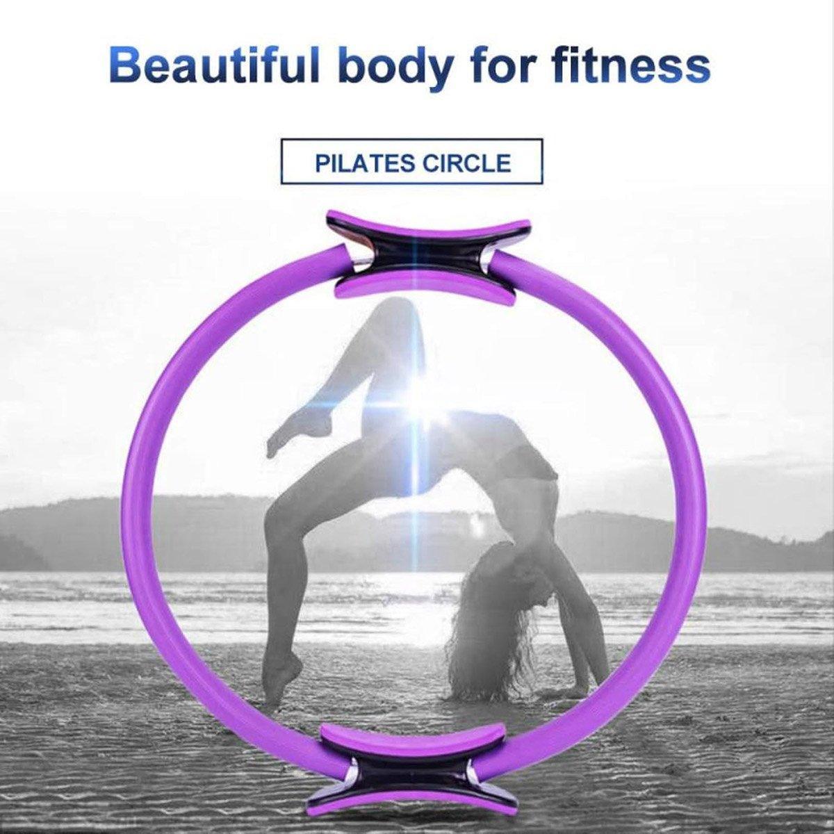 6 Colours Pilates Yoga Ring Magic Circle Fitness Equipment for Toning Slim Legs - Pink