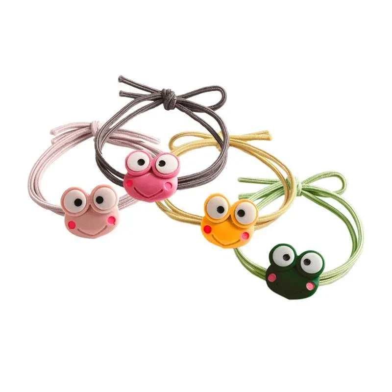 Cartoon Hair Rubber Hair Ring Frog Head Rope Hand Strap Couples Girl Hair Rope - Rose Red