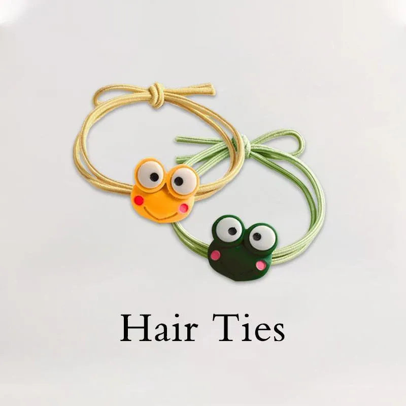Cartoon Hair Rubber Hair Ring Frog Head Rope Hand Strap Couples Girl Hair Rope - Rose Red