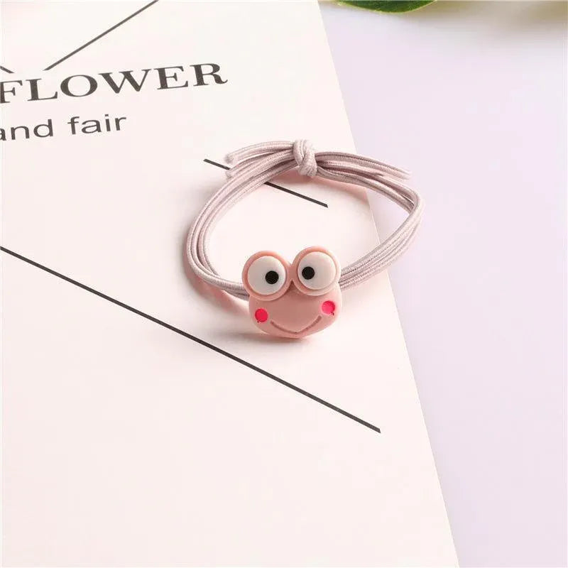 Cartoon Hair Rubber Hair Ring Frog Head Rope Hand Strap Couples Girl Hair Rope - Rose Red
