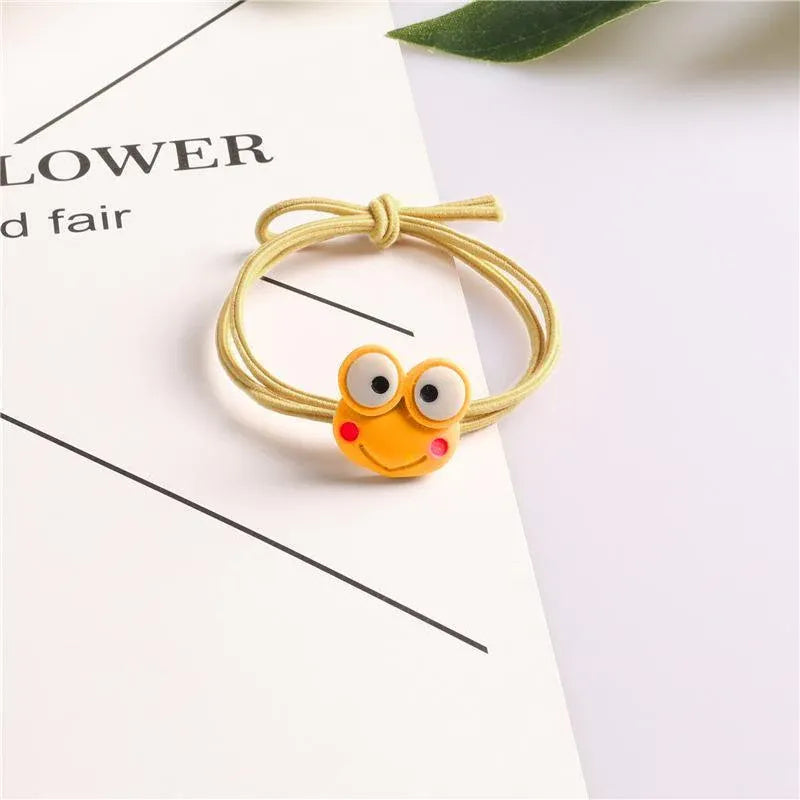 Cartoon Hair Rubber Hair Ring Frog Head Rope Hand Strap Couples Girl Hair Rope - Rose Red