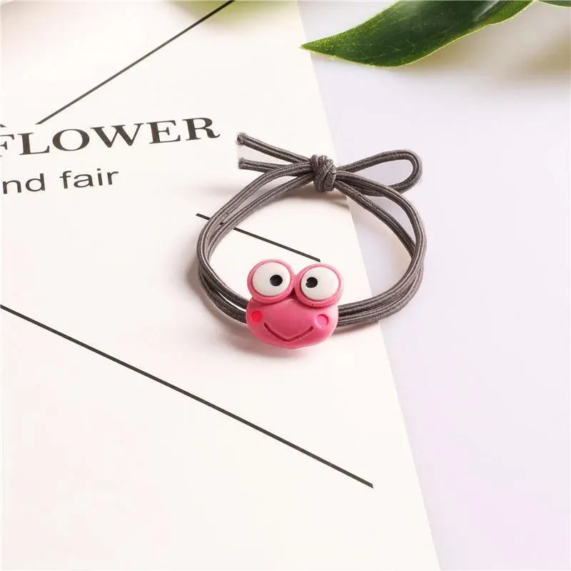 Cartoon Hair Rubber Hair Ring Frog Head Rope Hand Strap Couples Girl Hair Rope - Rose Red
