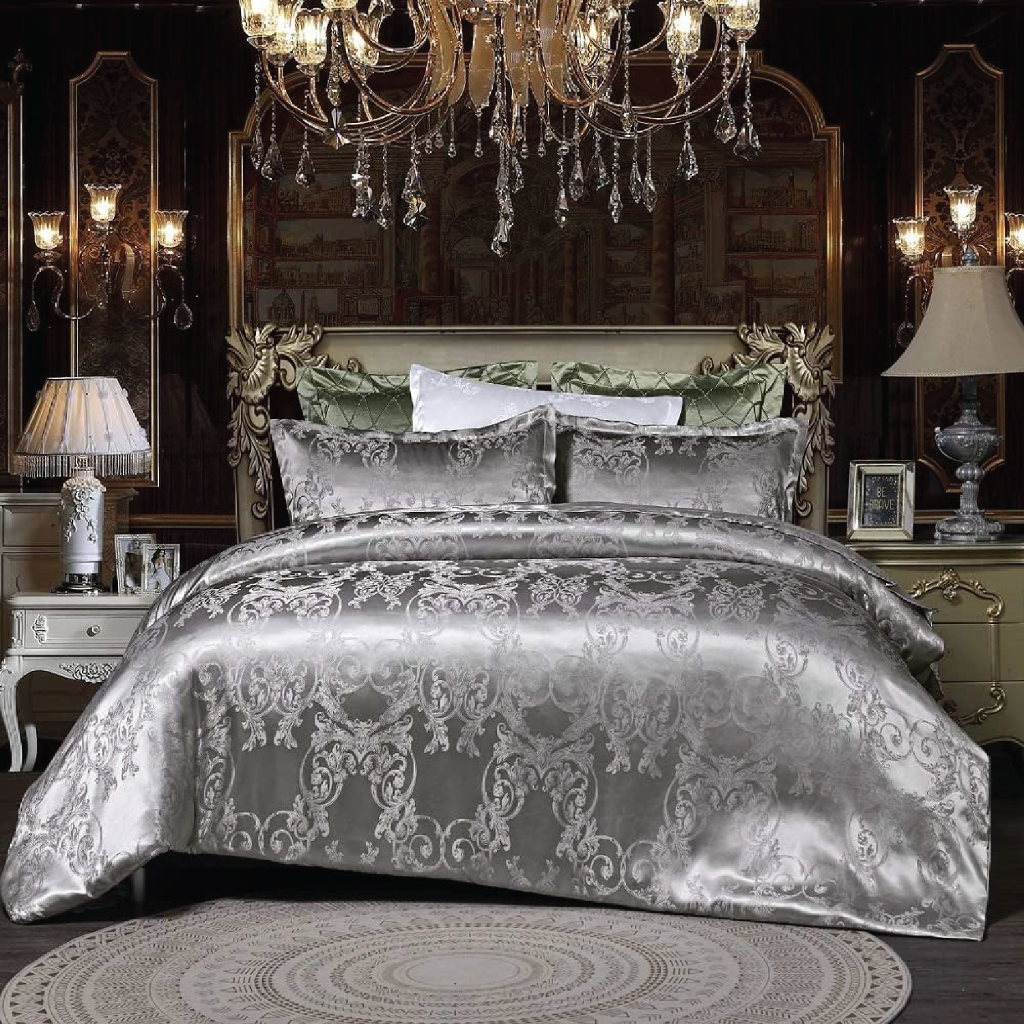 Dreamfields - Silvery Royal Quilt Cover Set - (3pcs, Queen Size)