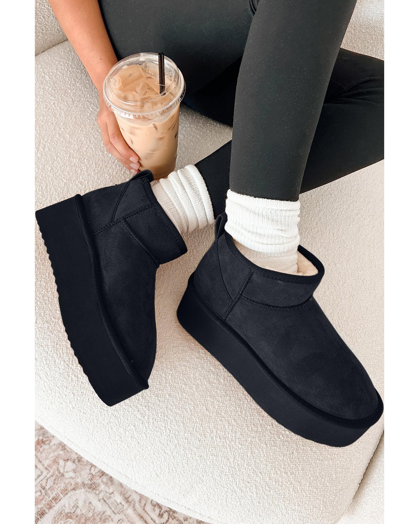 Black Faux Fur Lined Suede Ankle Snow Boots - 40 EU