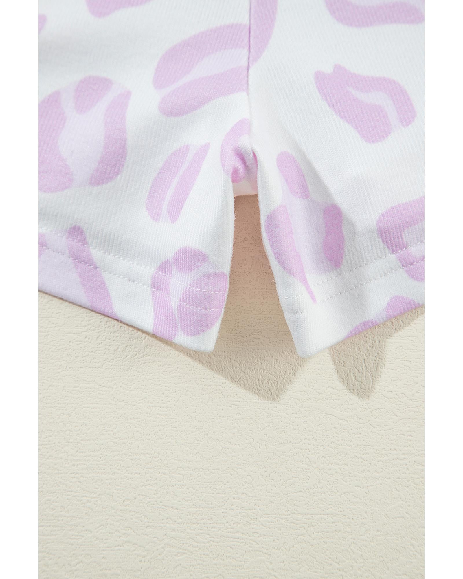 Pink Leopard Animal Print Pullover and Shorts Loungewear - M