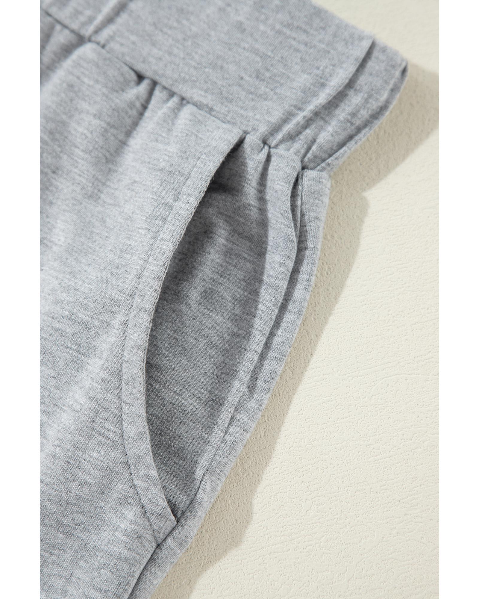 Light Grey Split Long Cardigan and Skinny Pants Lounge Set - L
