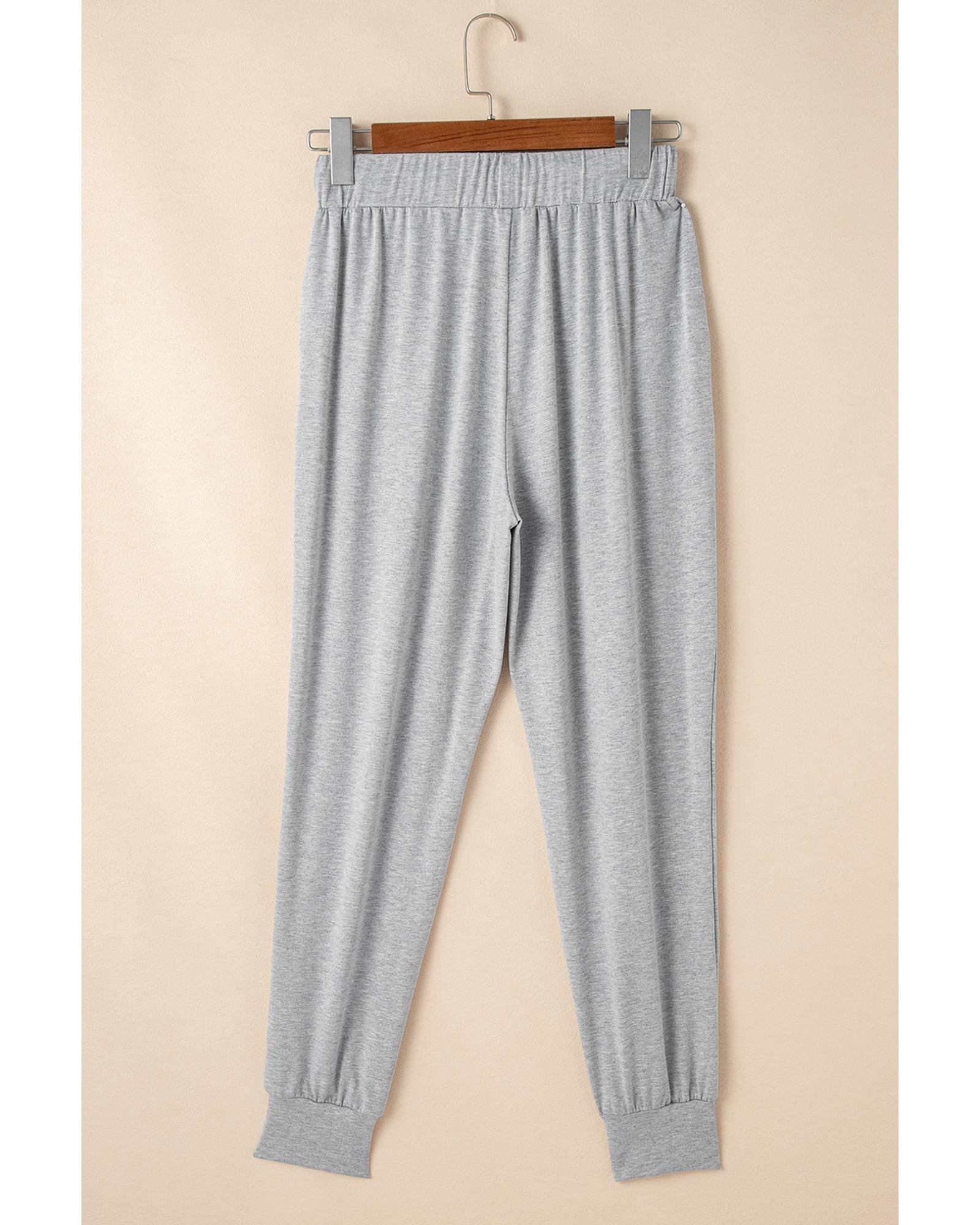 Light Grey Split Long Cardigan and Skinny Pants Lounge Set - XL