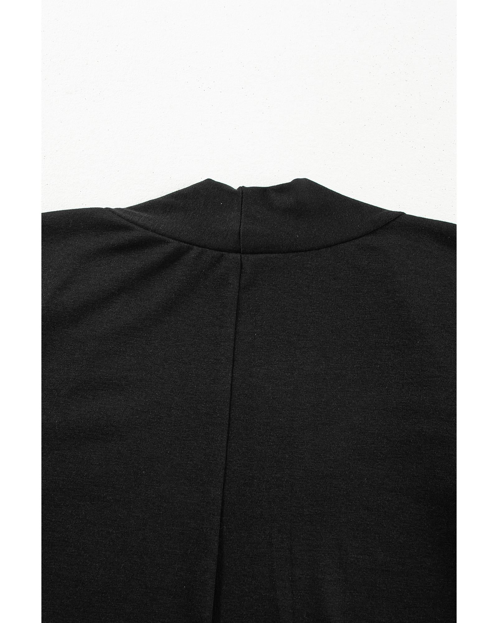 Black Split Long Cardigan and Skinny Pants Lounge Set - S