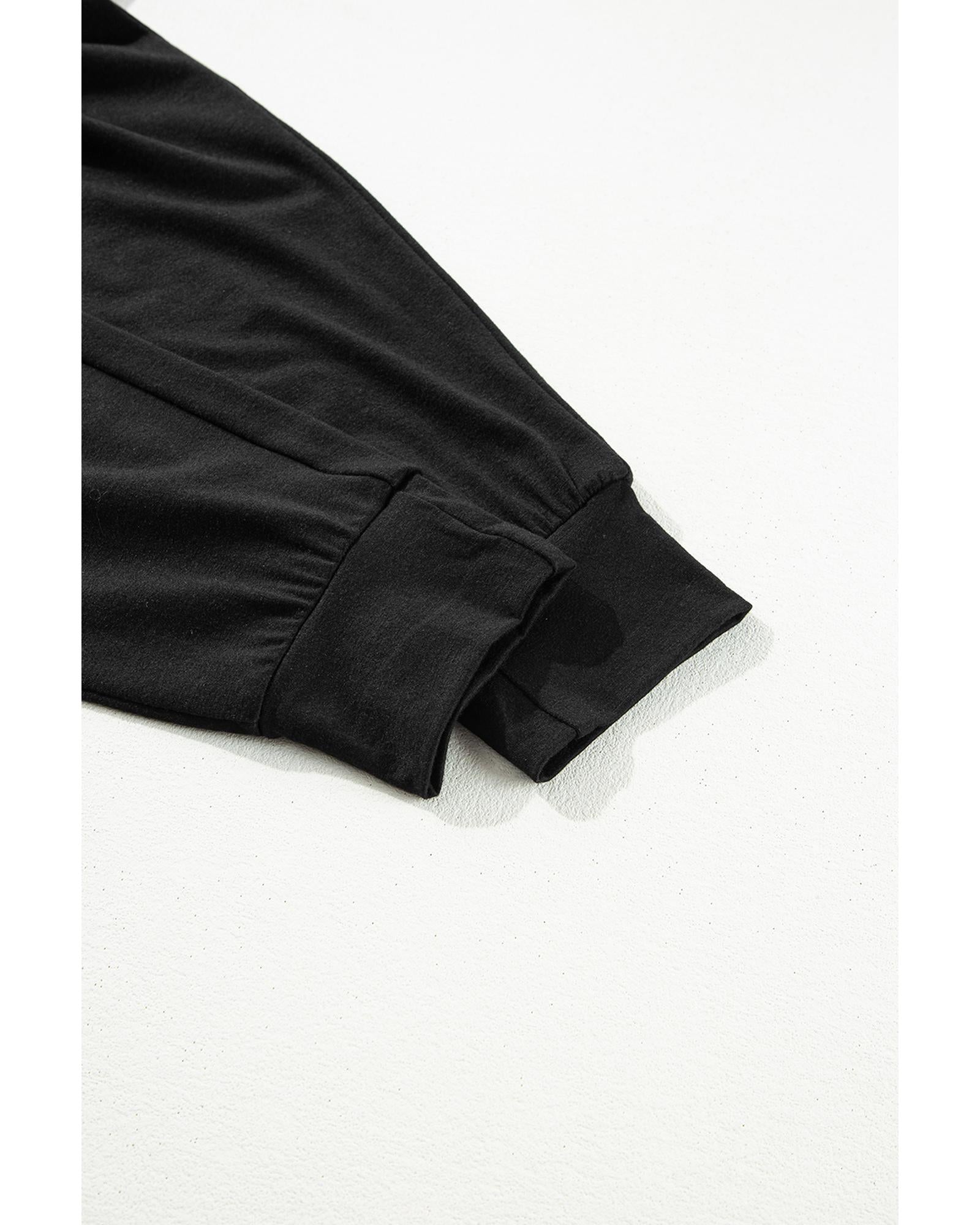 Black Split Long Cardigan and Skinny Pants Lounge Set - S