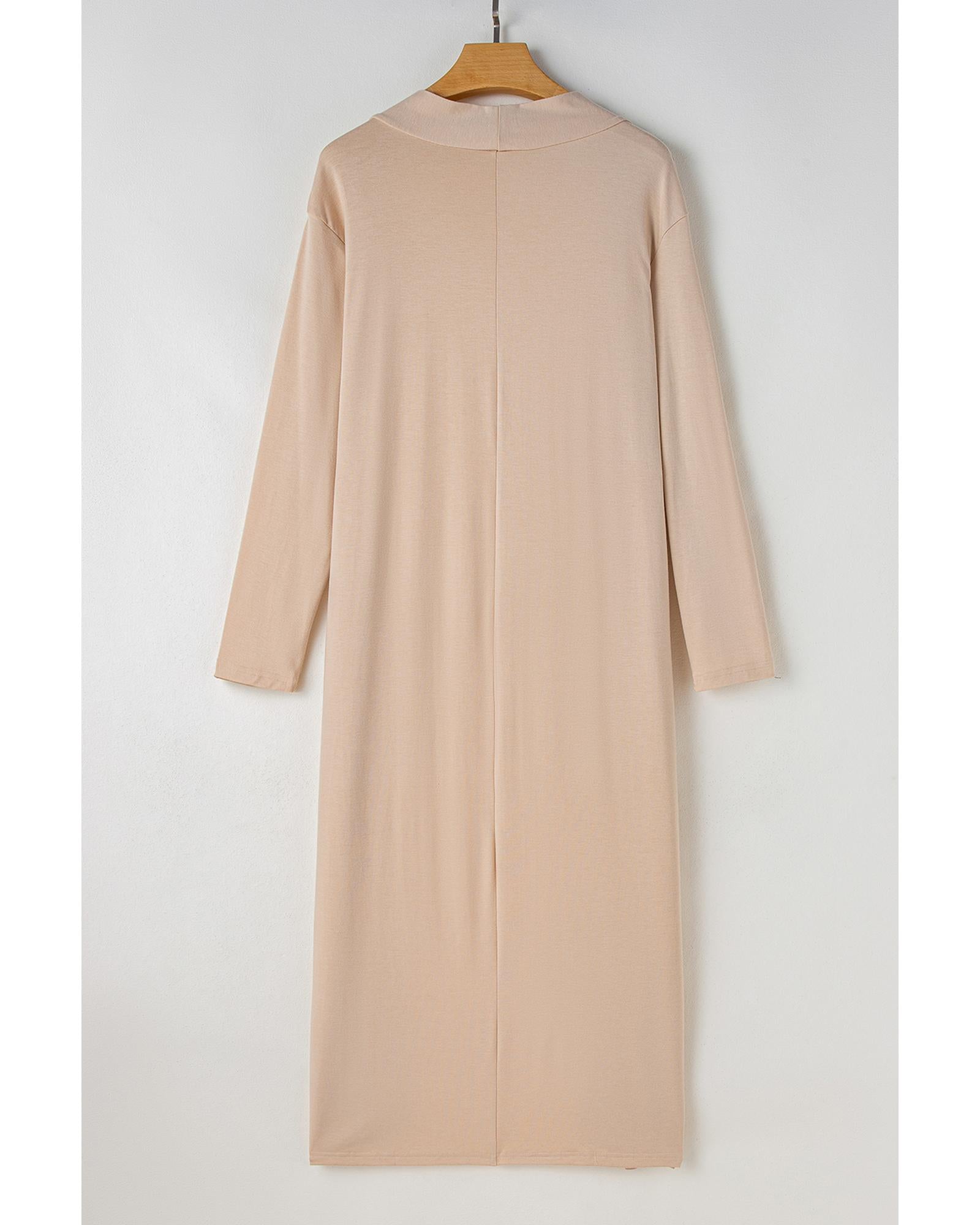 Parchment Split Long Cardigan and Skinny Pants Lounge Set - M