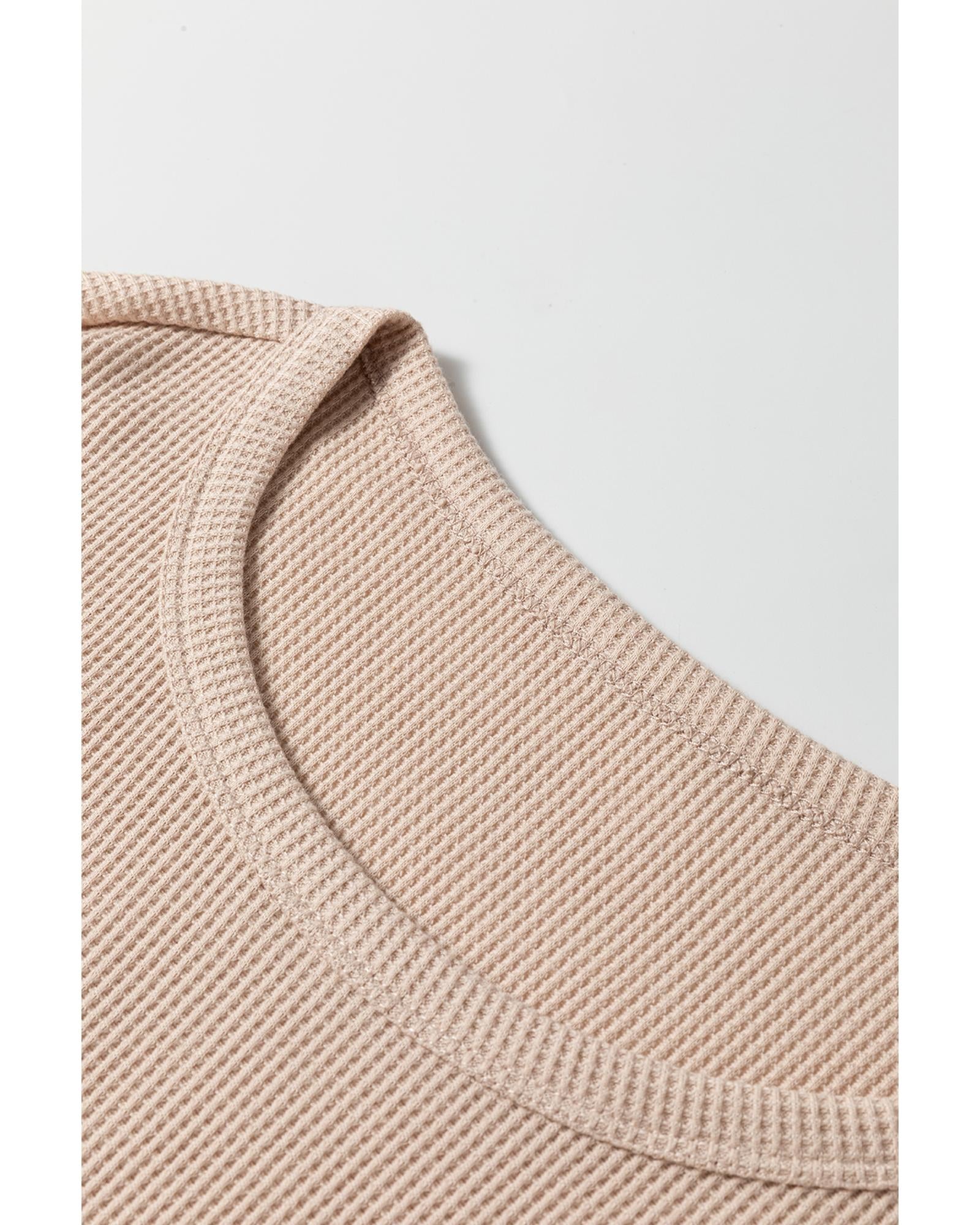 Parchment Textured Long Sleeve T Shirt and Pants Lounge Set - M