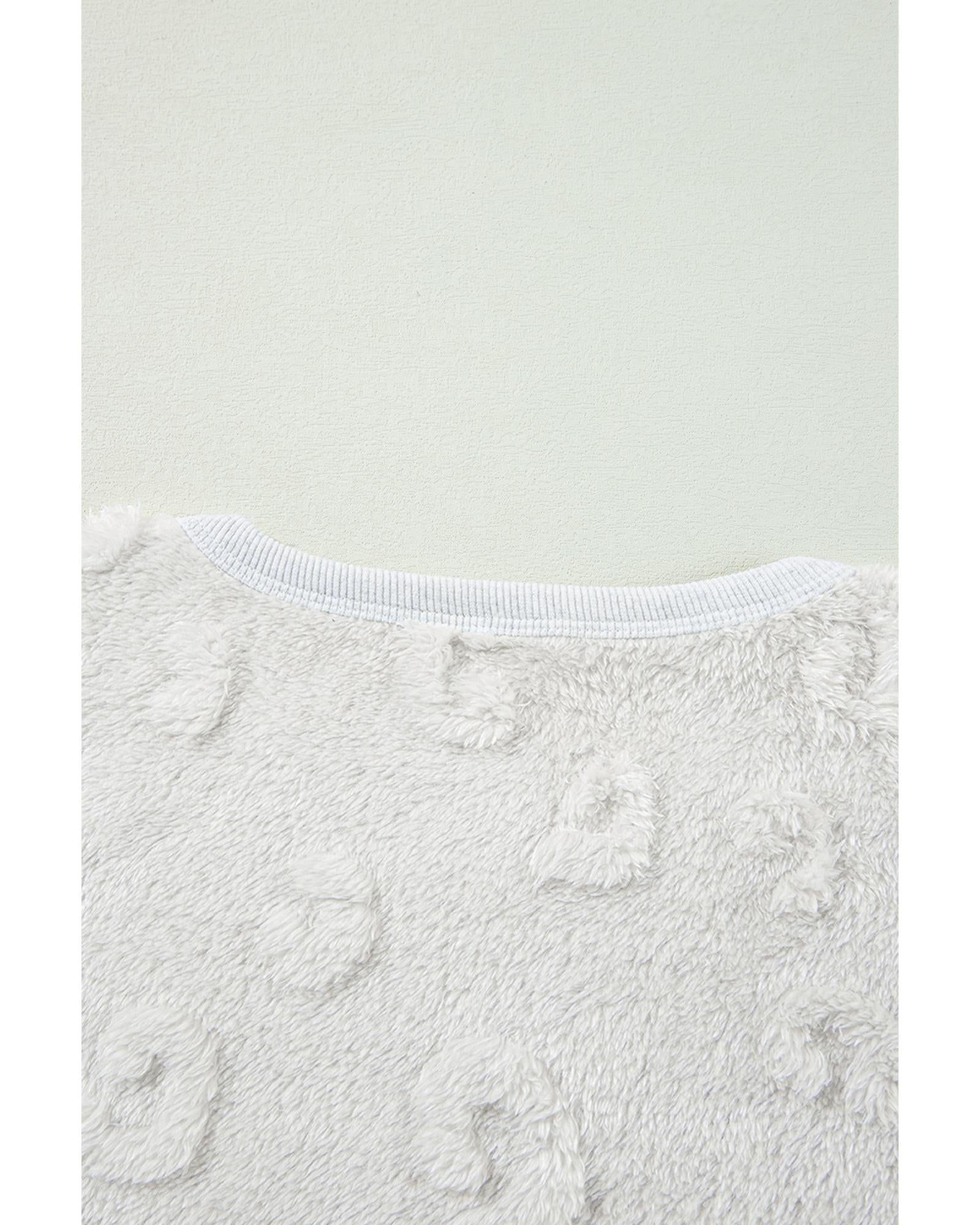 Light Grey Textured Leopard Fleece Loose Two Piece Lounge Set - L