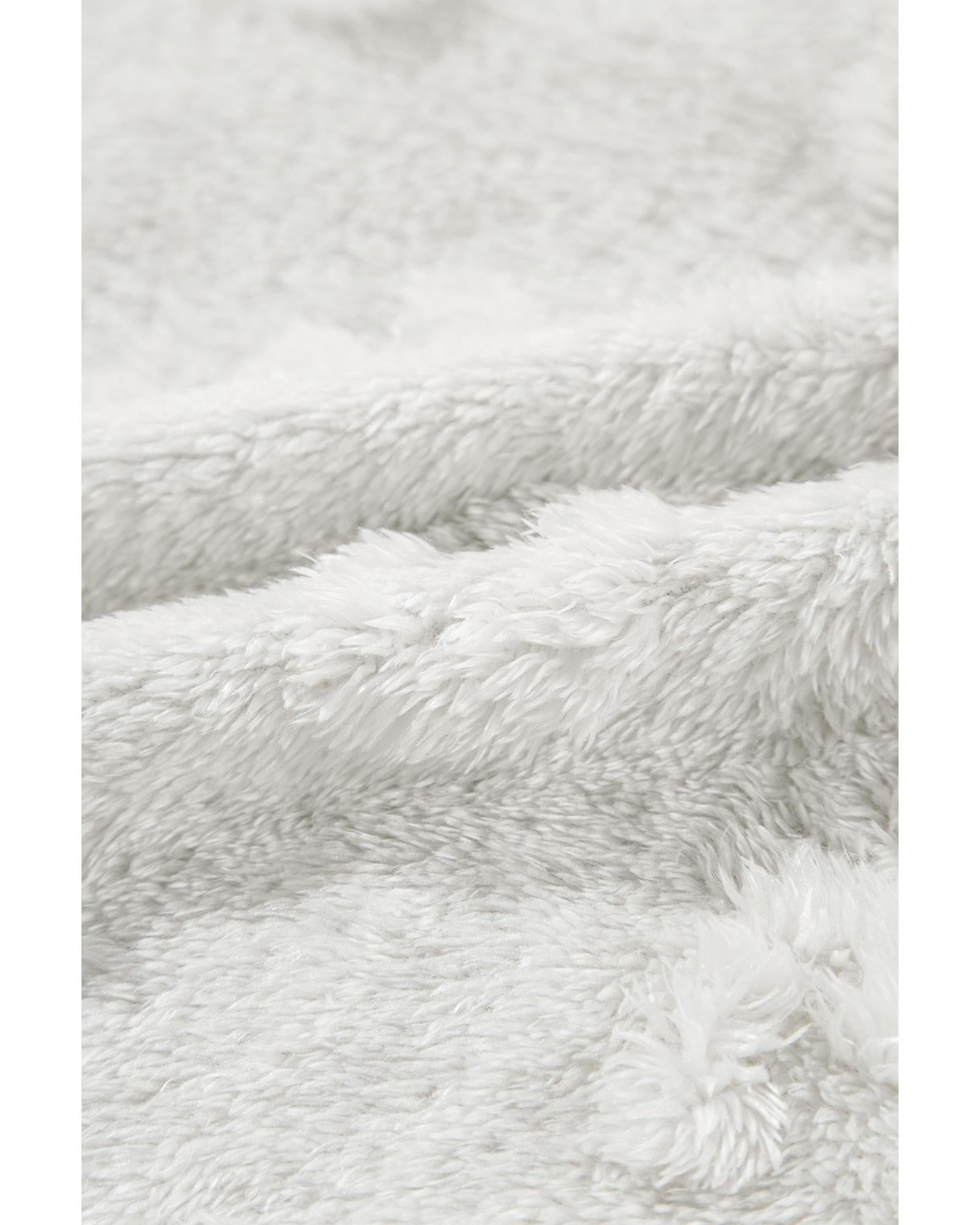 Light Grey Textured Leopard Fleece Loose Two Piece Lounge Set - L