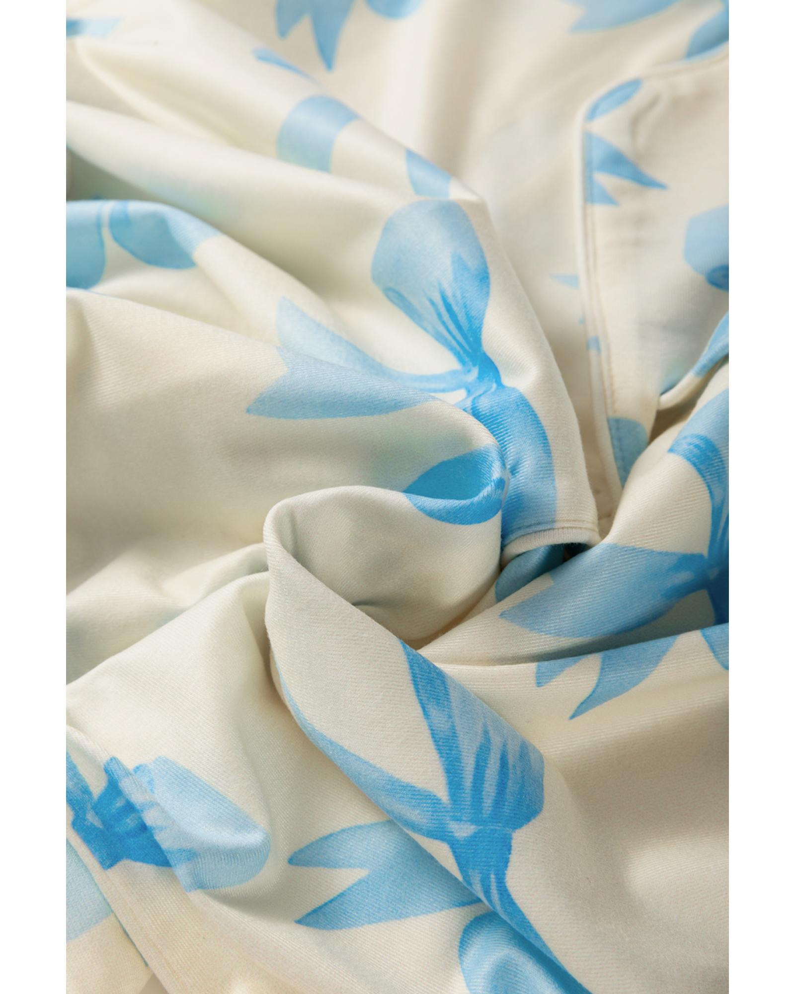 Yellow Bow Printed Short Sleeve Shirt Shorts Pajama Set - L