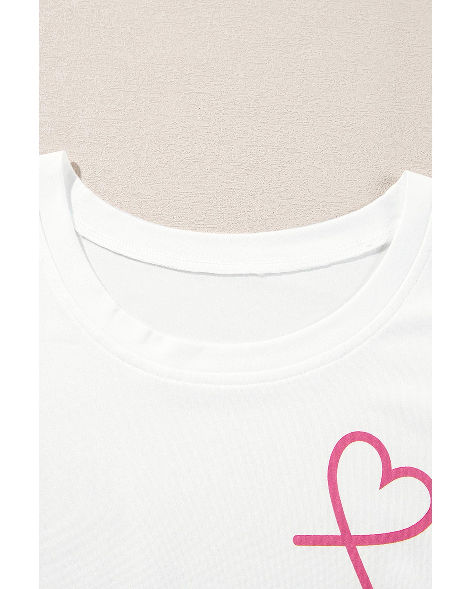 Pink Ruffled Tank Top And Heart Print Pants Lounge Set - XL