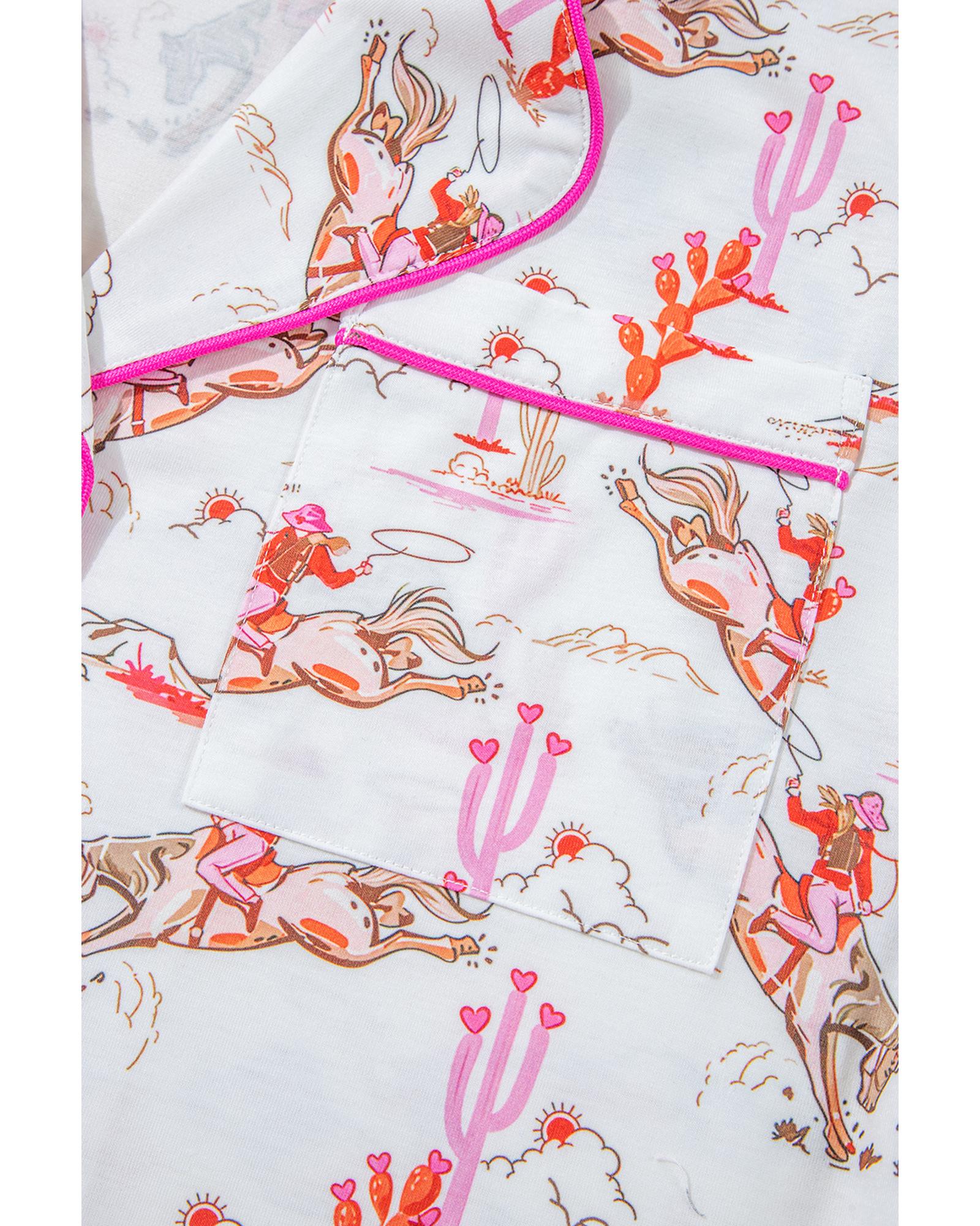 White Cowgirl Country Print Pajamas Set - L